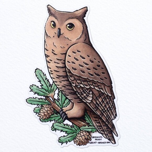 3 for $15 - Great Horned Owl Sticker -‎ Waterproof Vinyl Wildlife & Nature Decal - Picture 2 of 6